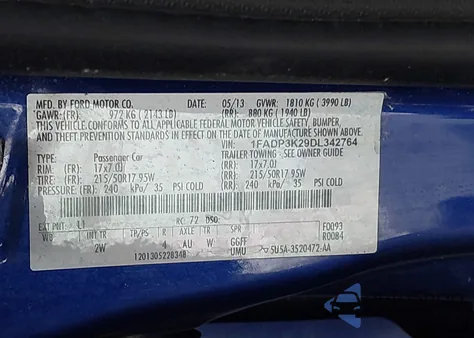 2013 Ford Focus Se from USA, damaged, VIN 1FADP3K29DL342764